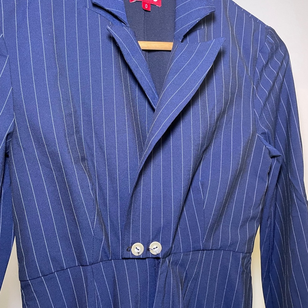 STAUD Navy Pinstripe Jumpsuit